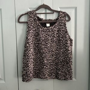 Kindred Spirit Womens Gray Black Knit Tank Top Medium Soft Fuzzy